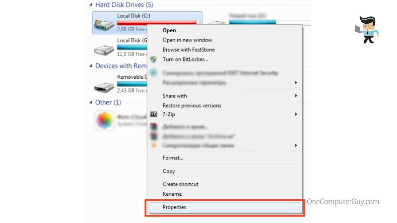 Local Disk C Properties