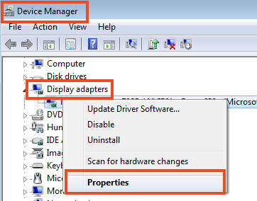 Graphics adapter properties