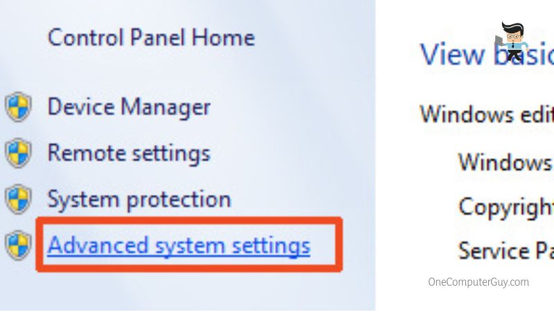 Advanced System Settings Option