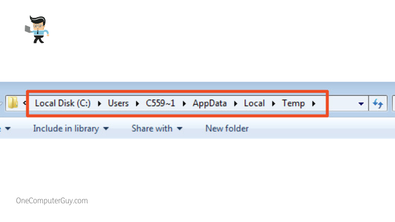 C users yourusername appdata temp
