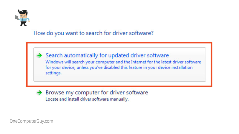 Search automatically for software and graphics card driver