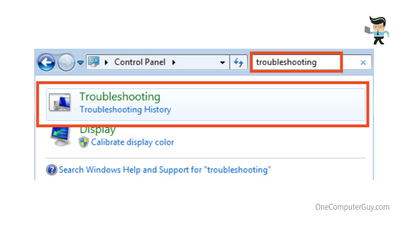 Troubleshooting in control panel