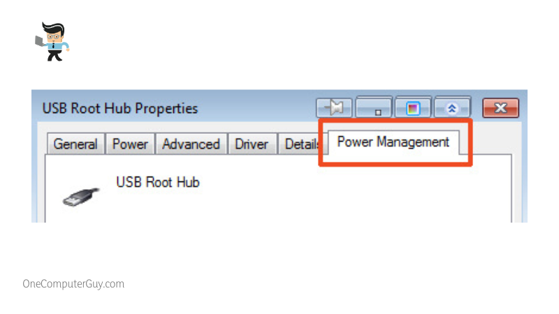 Power management in usb root hub