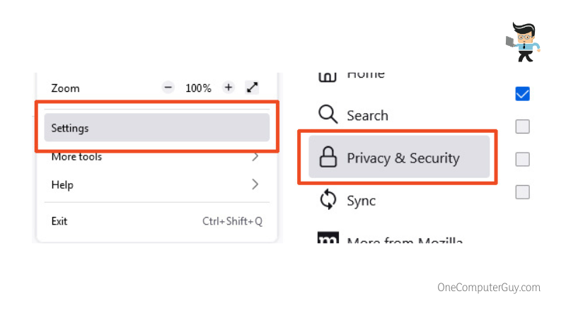 Privacy and security in settings
