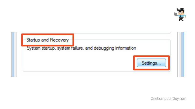 Settings in startup and recovery