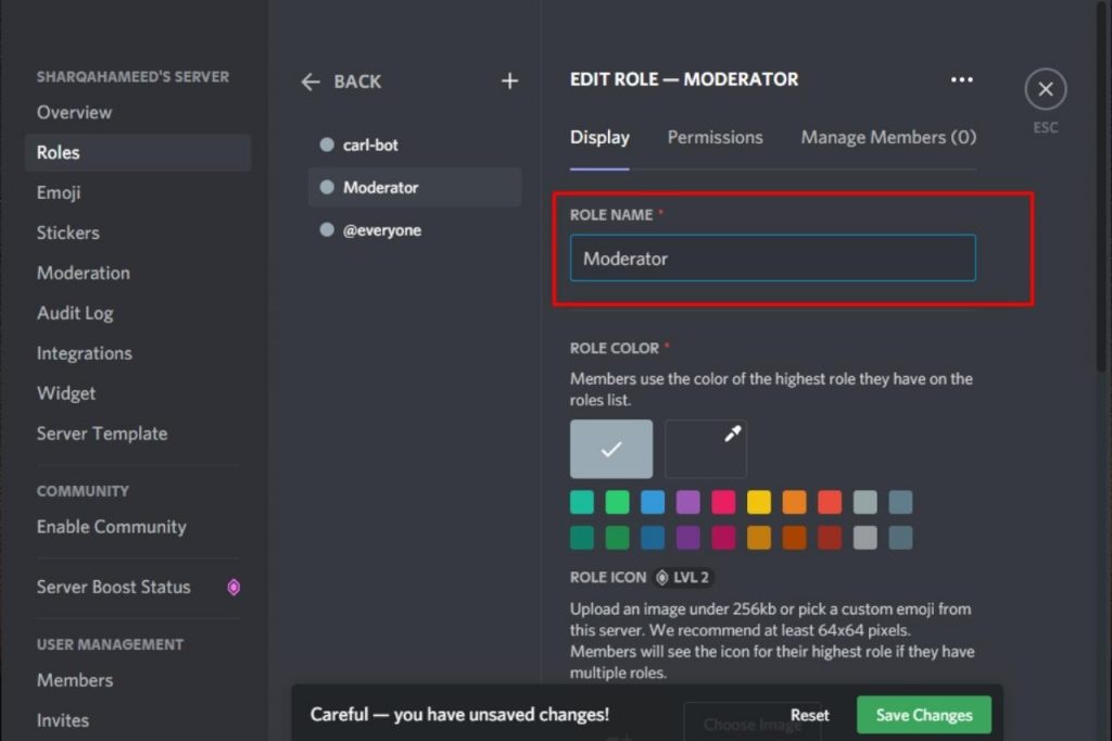 Discord moderator role create