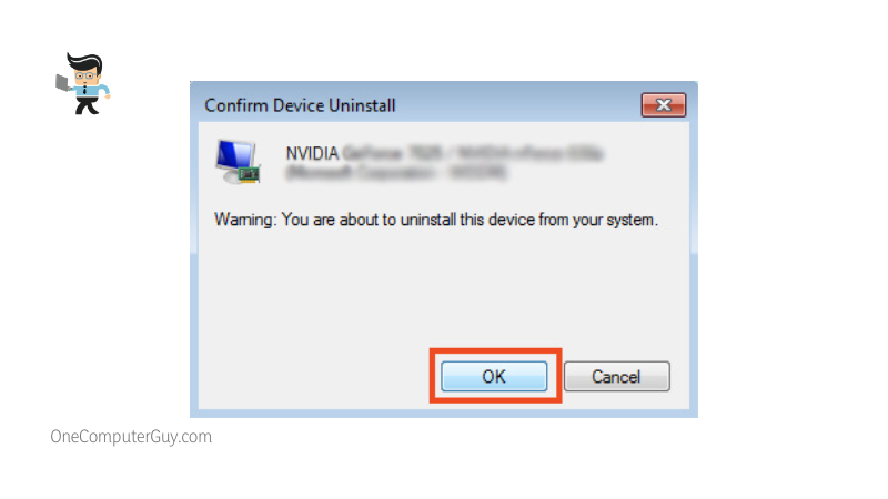 Confirm the uninstallation of nvidia display driver