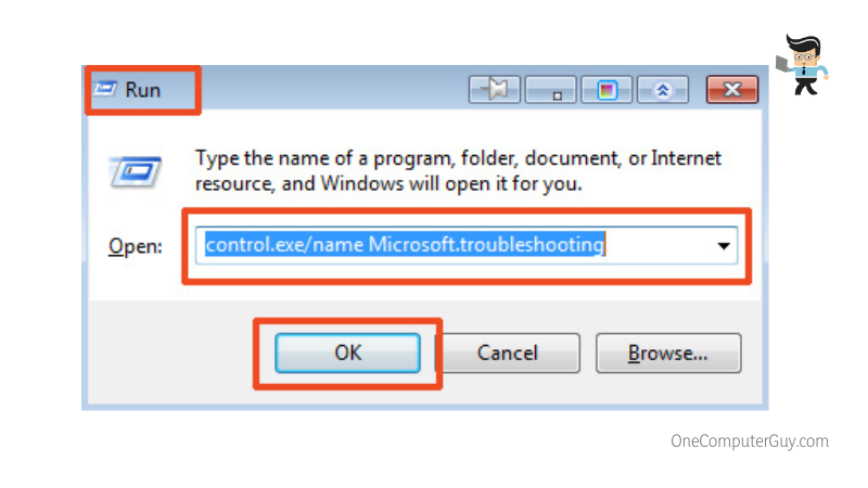 Control exe name microsoft troubleshooting