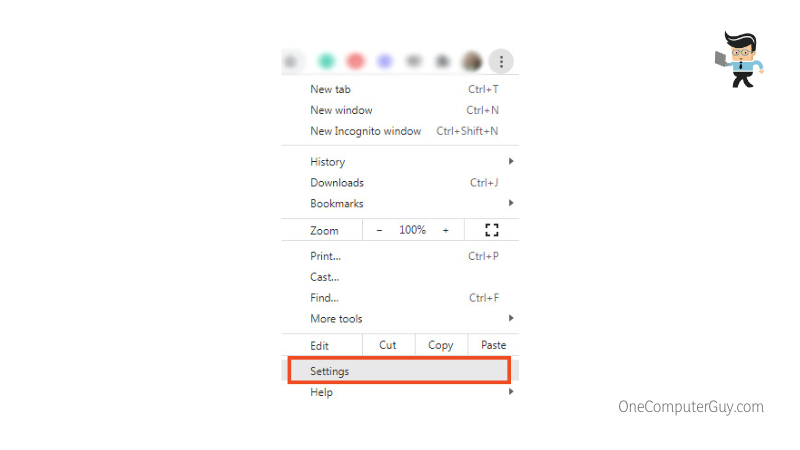 Settings on chrome browser