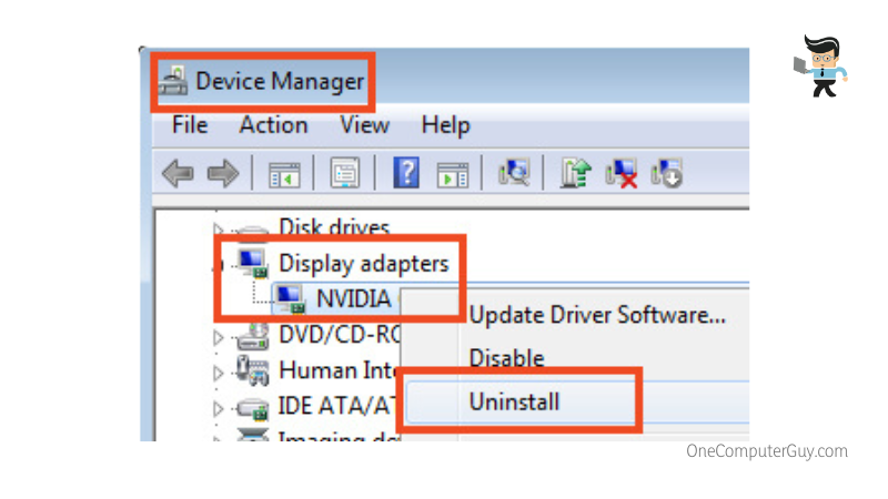 Uninstall nvidia display adapter