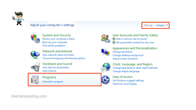 View by category programs